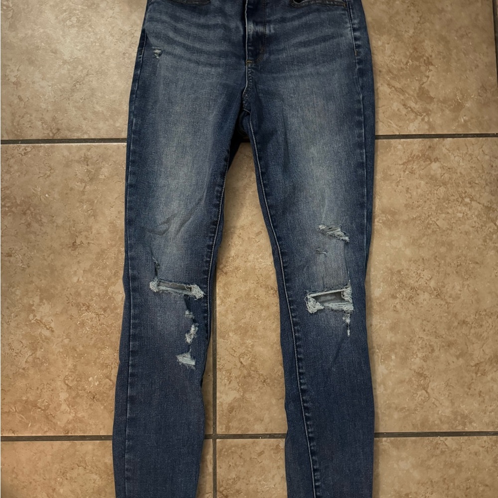 Universal Thread Dark Blue Distressed Skinny Jeans
